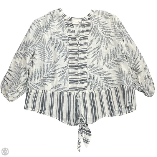 Top 3/4 Sleeve By Zac And Rachel In Grey & White, Size: M