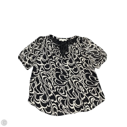 Blouse Short Sleeve By Loft In Black & Tan, Size: S