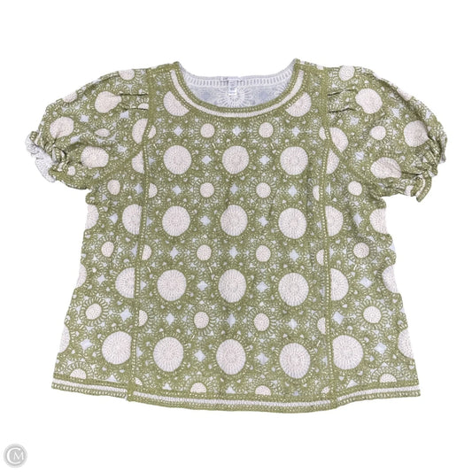 Top Short Sleeve By Cato In Green & Tan, Size: 1x