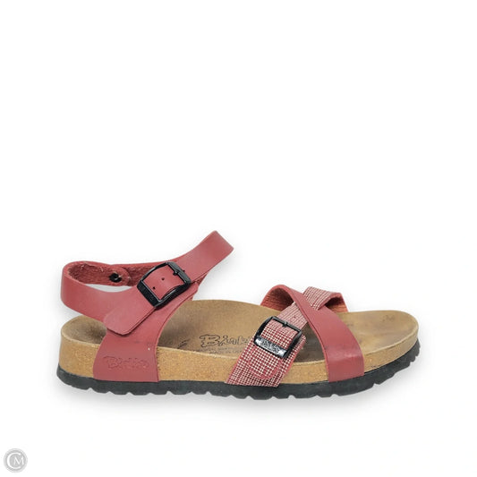 Sandals Flats By Birkenstock In Maroon, Size: 7