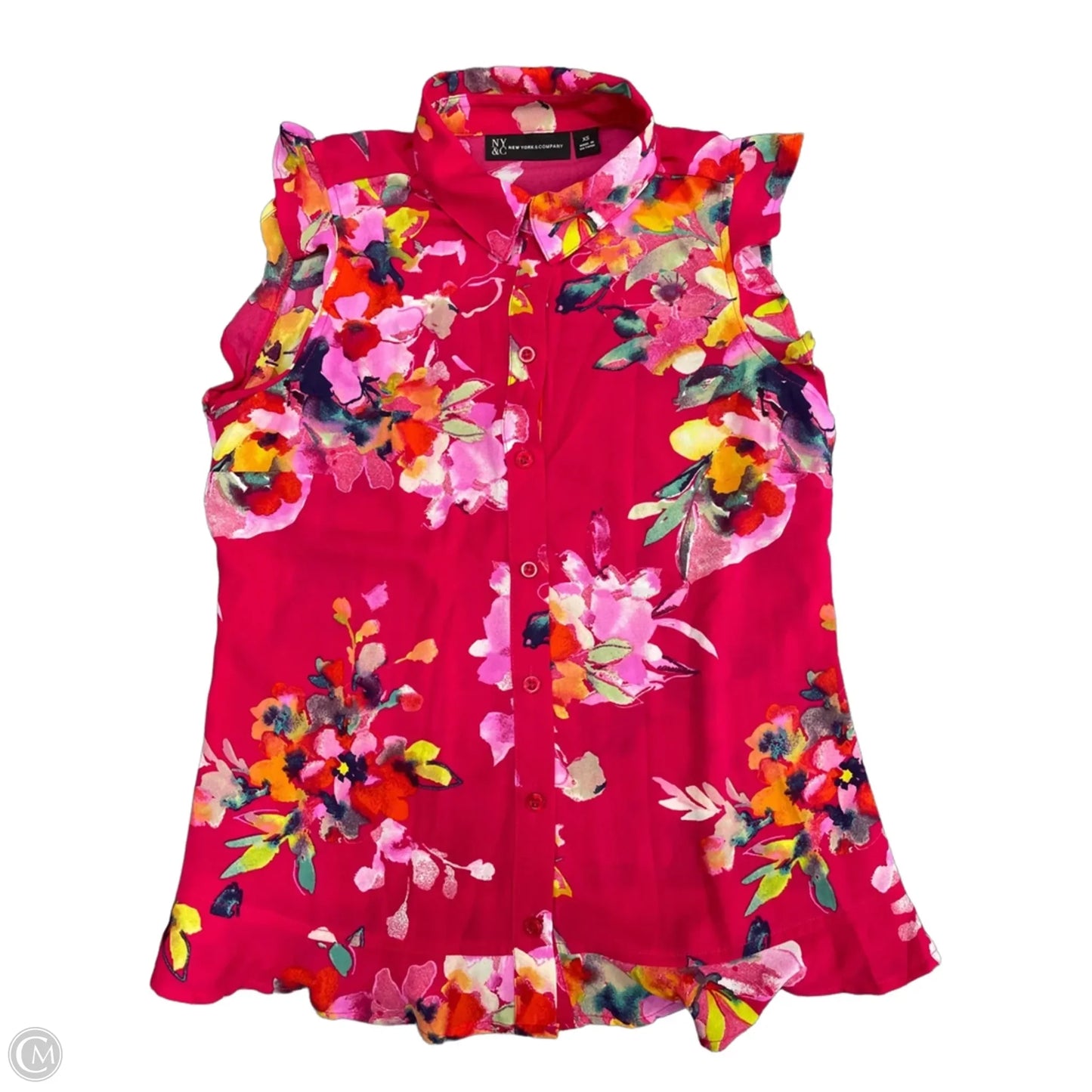 Top Short Sleeve By New York And Co In Floral Print, Size: Xs