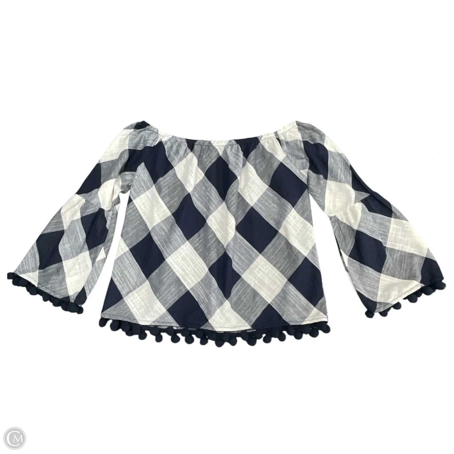 Top 3/4 Sleeve By Clothes Mentor In Blue & White, Size: L