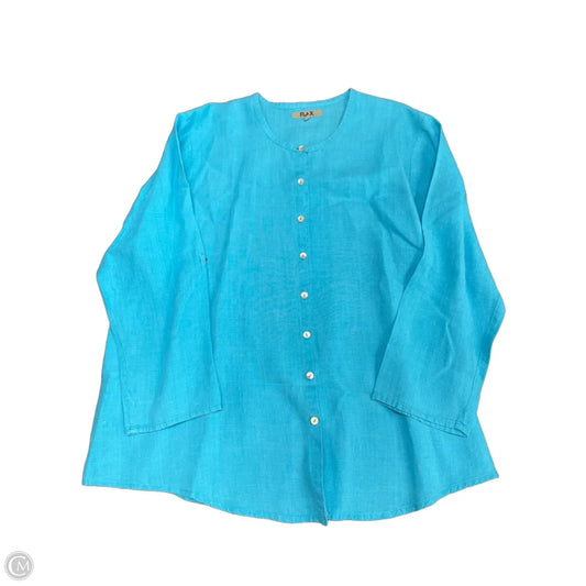 Tunic Long Sleeve By Flax In Aqua, Size: 2x