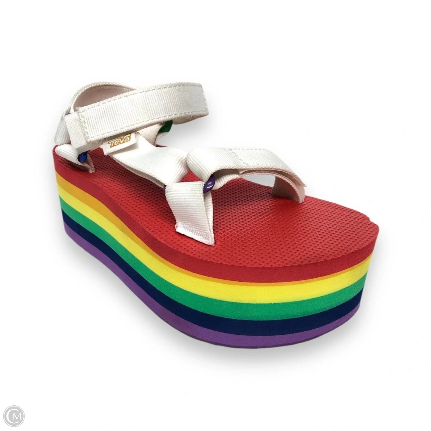 Sandals Heels Platform By Teva In Rainbow Print, Size: 5