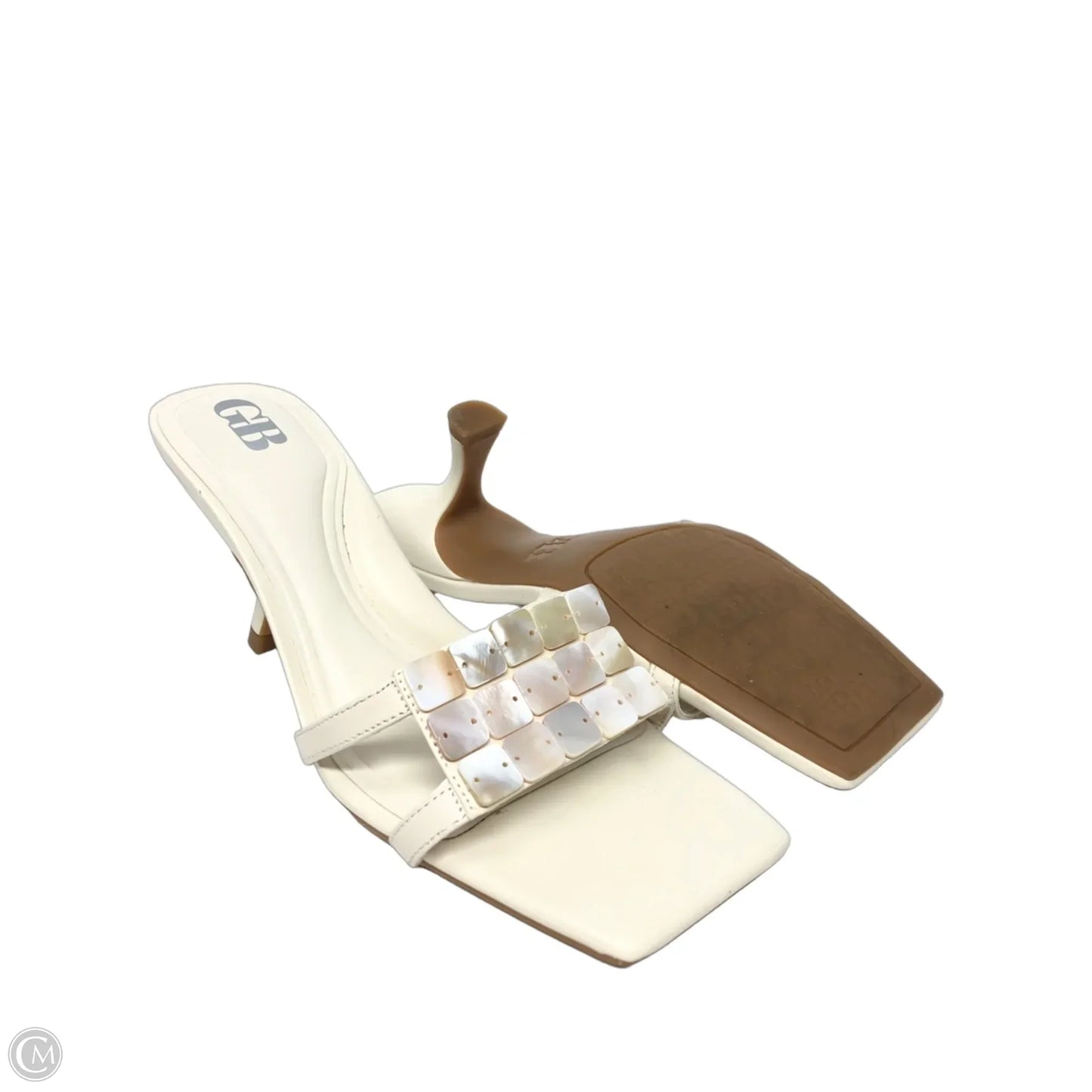 Sandals Heels Kitten By Gb In Ivory, Size: 7