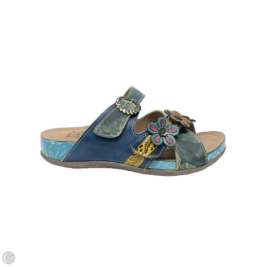 Sandals Heels Wedge By Spring Step In Floral Print, Size: 6.5
