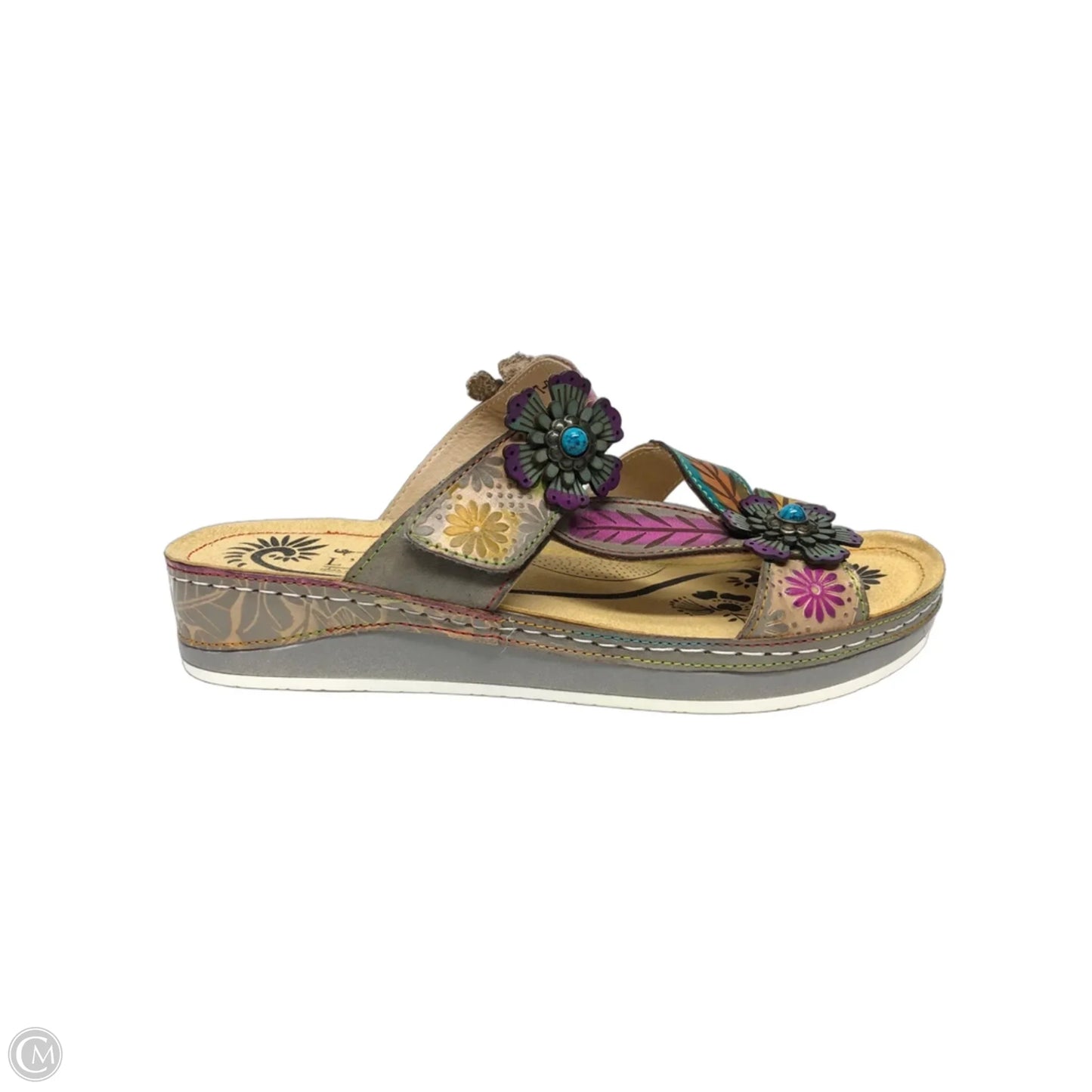 Sandals Heels Wedge By Spring Step In Floral Print, Size: 6.5