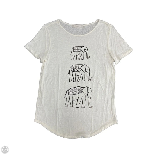 Top Short Sleeve Basic By Loft In Beige, Size: M