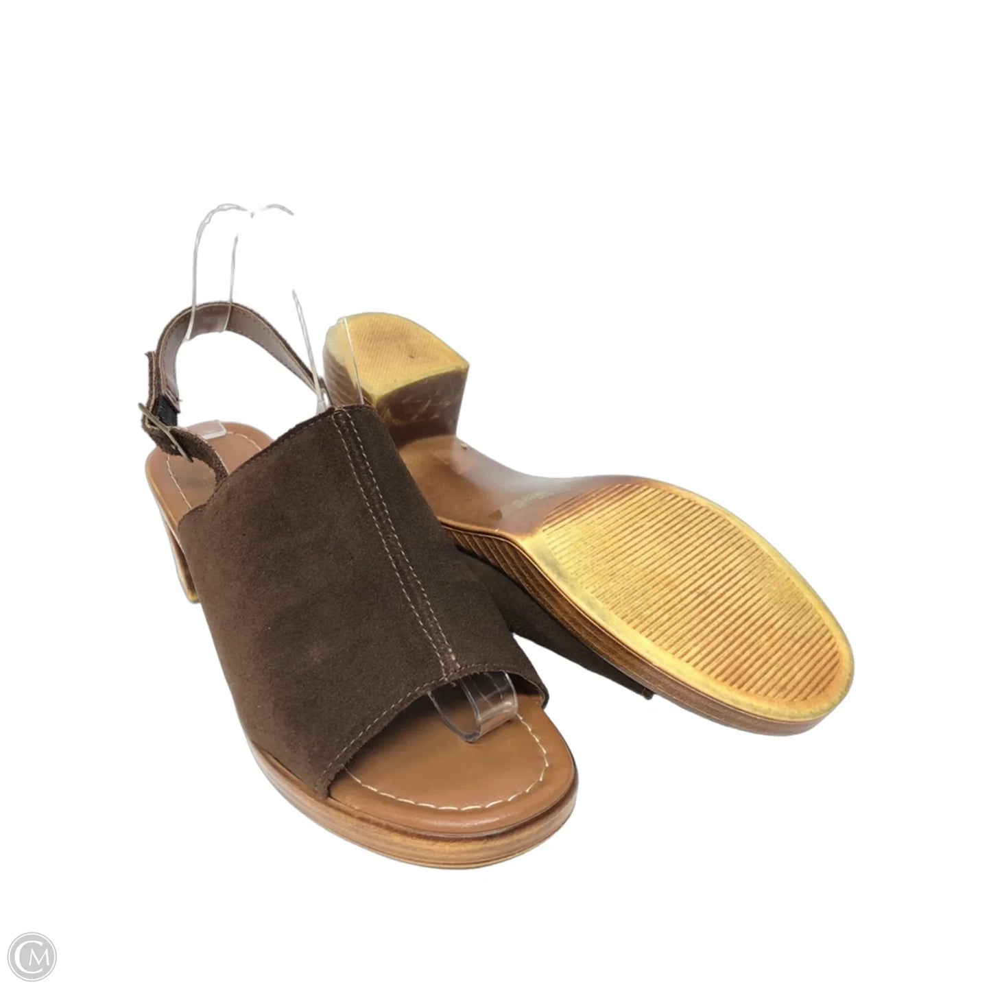 Sandals Heels Block By Clothes Mentor In Brown, Size: 8