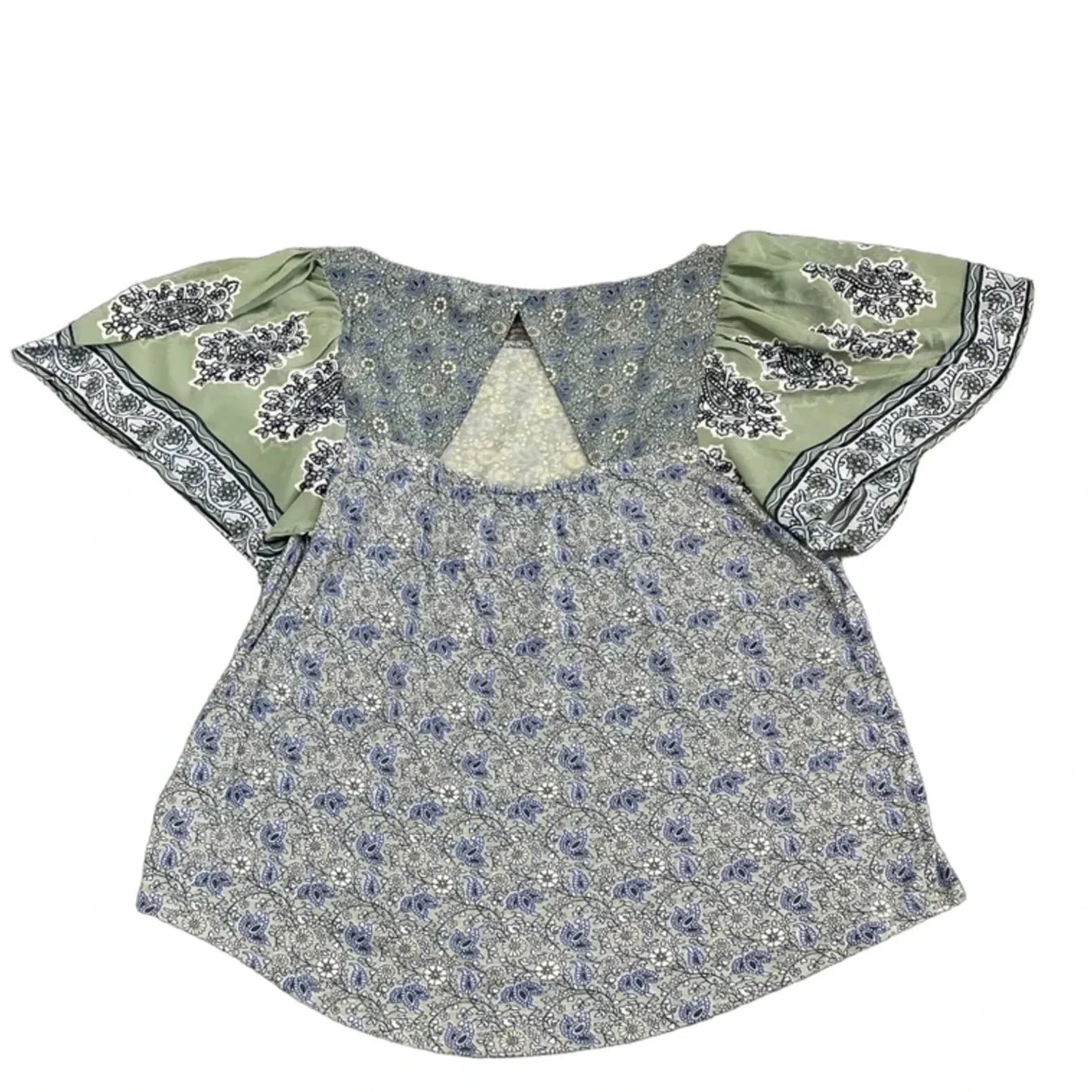 Top Short Sleeve By Lucky Brand In Blue & Green, Size: L
