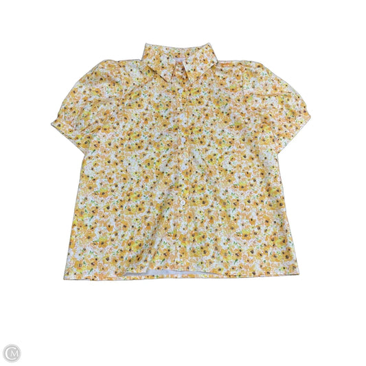 Top Short Sleeve By Cme In Yellow, Size: M
