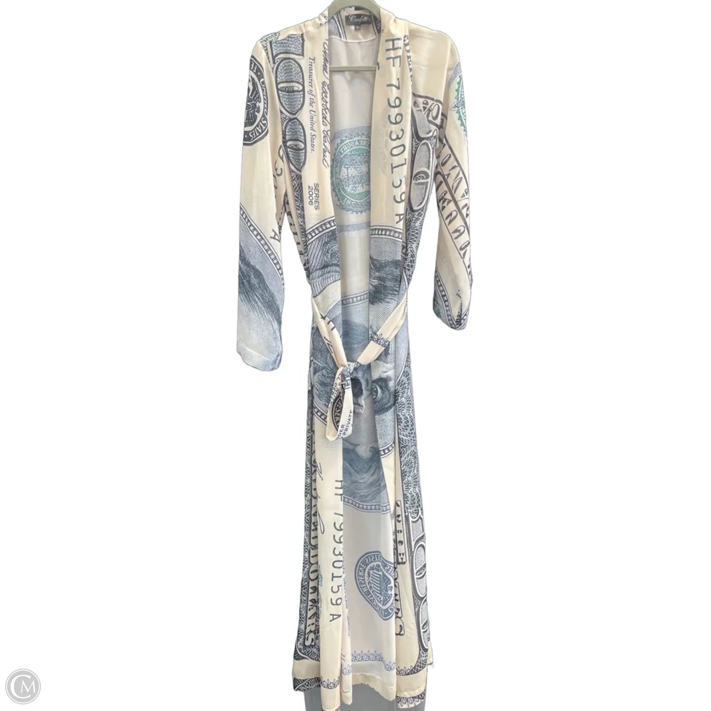 Kimono By Clothes Mentor In Blue & Cream, Size: L