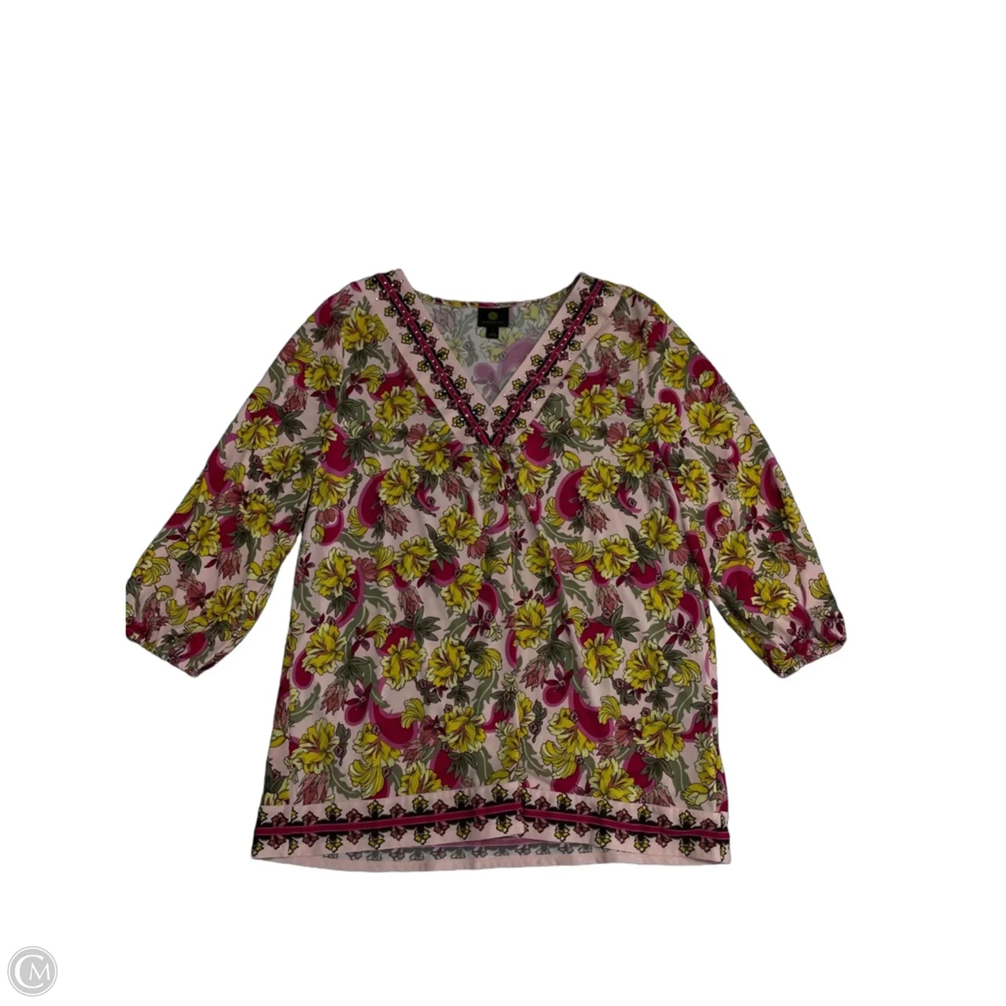 Top Long Sleeve By Jm Collections In Floral Print, Size: L