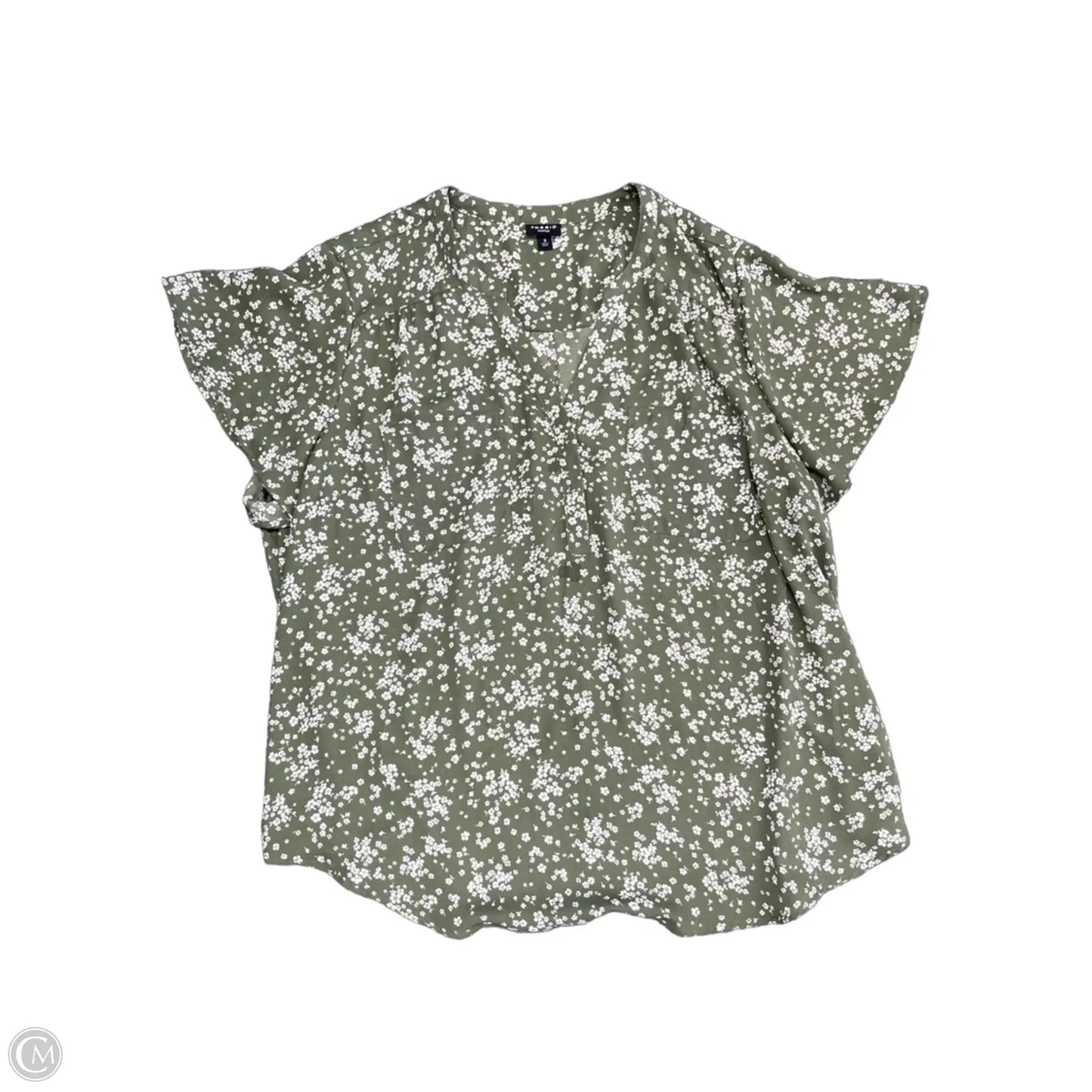 Blouse Short Sleeve By Torrid In Green, Size: 3x