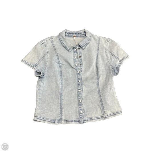 Top Short Sleeve By Free People In Blue Denim, Size: M