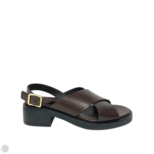 Sandals Luxury Designer By Prada In Brown, Size: 9.5