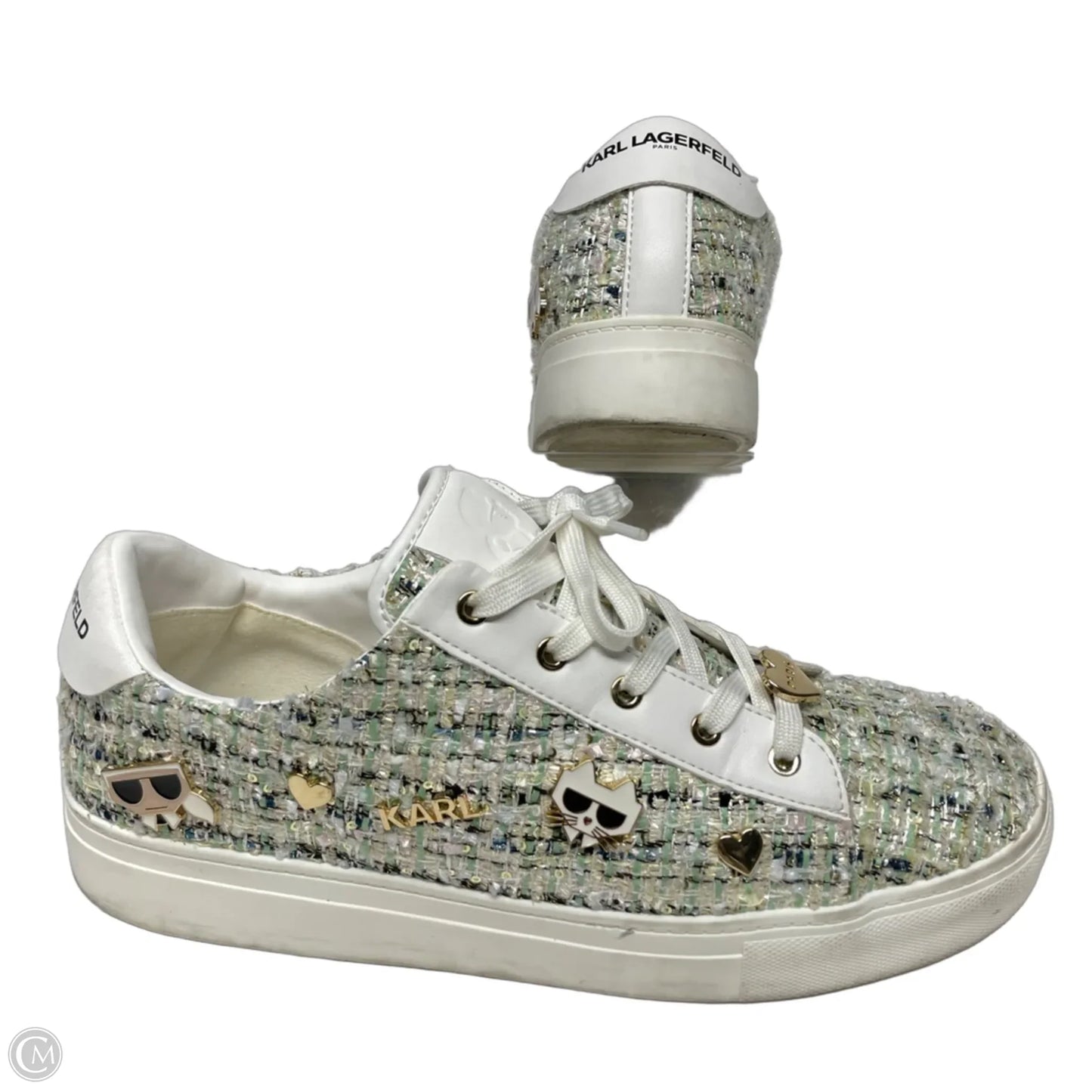 Shoes Designer By Karl Lagerfeld In Green & White, Size: 11
