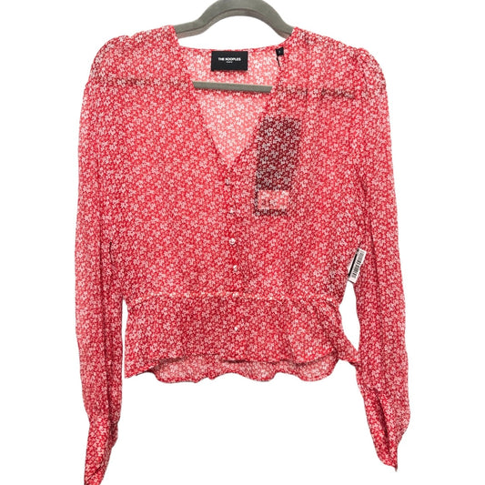 Red Blouse Long Sleeve Cmb, Size 2