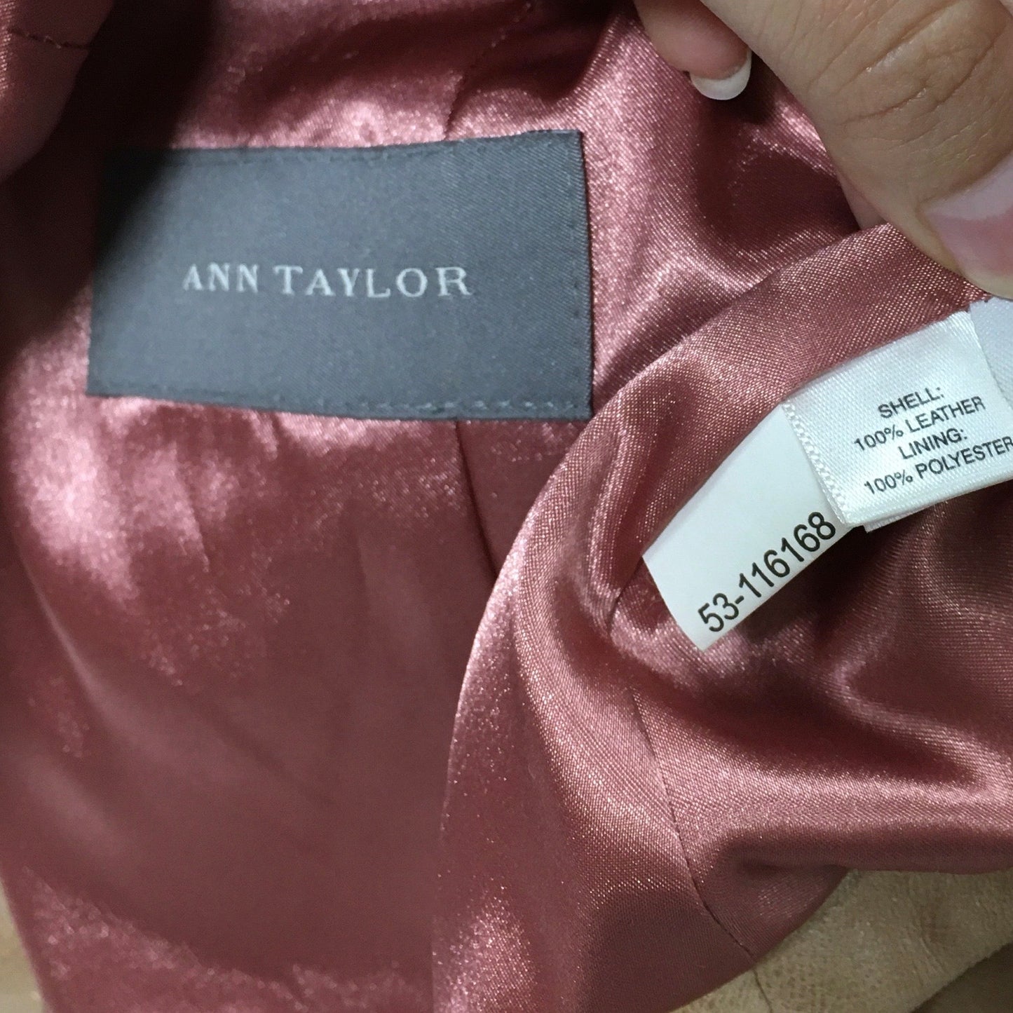 Tan Jacket Leather Ann Taylor, Size M