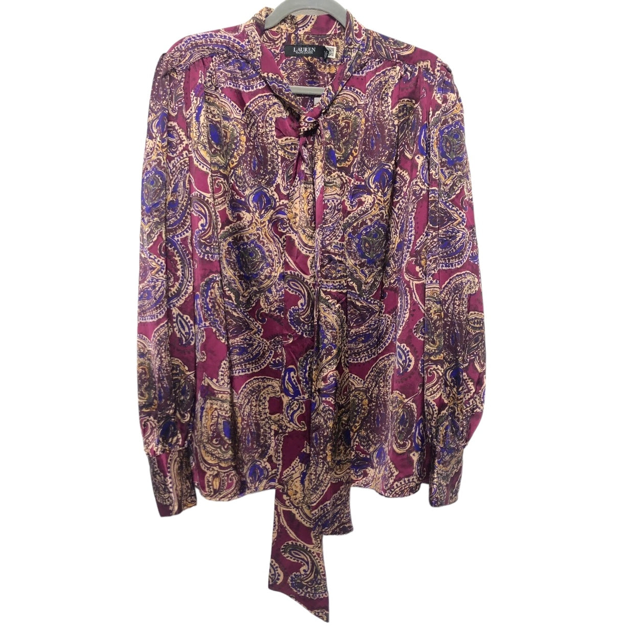 Paisley Print Blouse Long Sleeve Lauren By Ralph Lauren, Size Xl