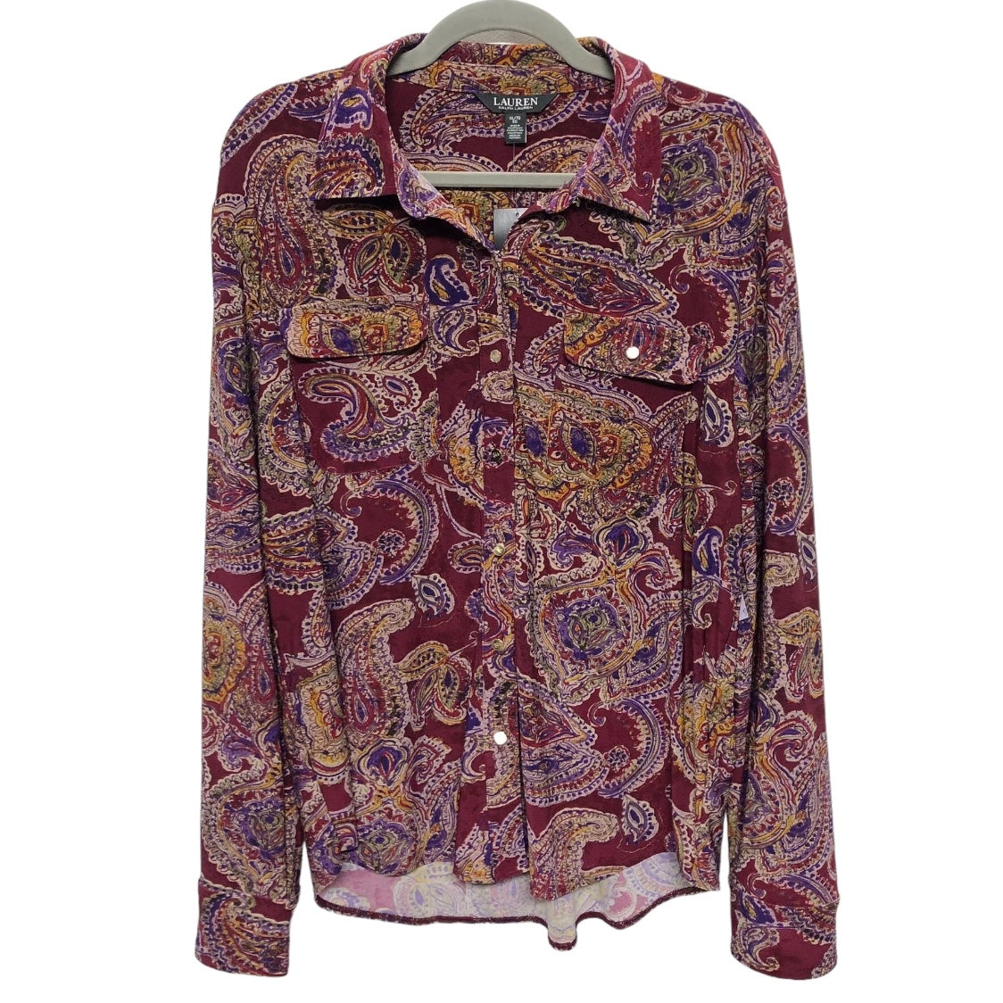 Paisley Print Top Long Sleeve Lauren By Ralph Lauren, Size Xs