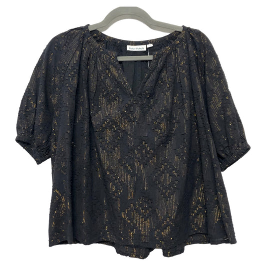 Black & Gold Blouse Short Sleeve Cmc, Size S