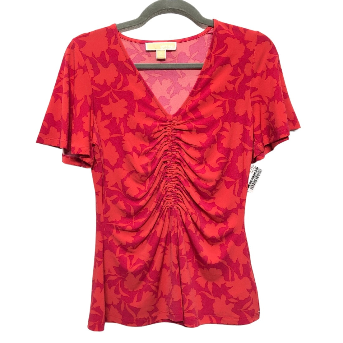 Pink & Red Top Short Sleeve Michael By Michael Kors, Size S