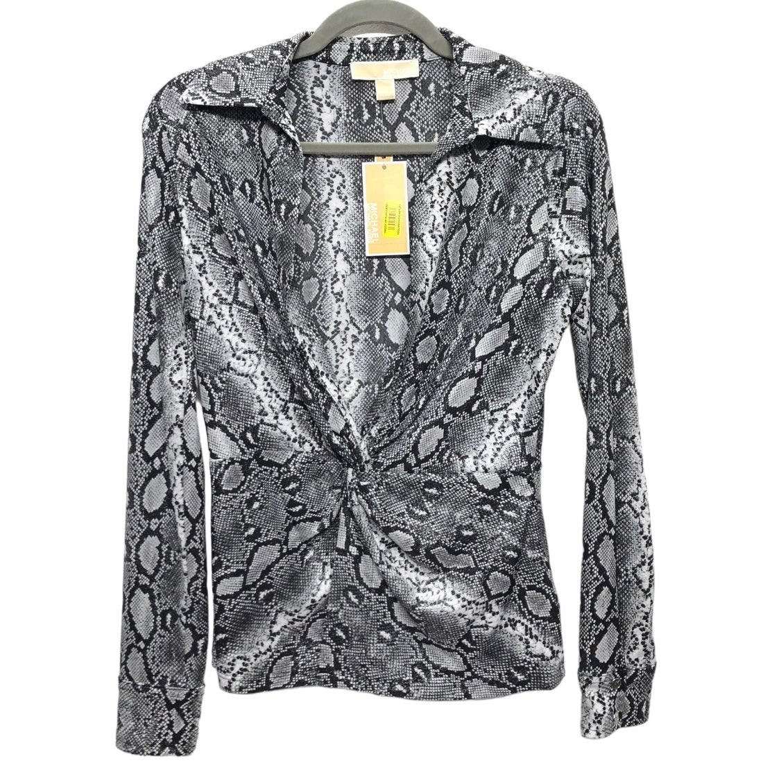 Snakeskin Print Blouse Long Sleeve Michael By Michael Kors, Size S