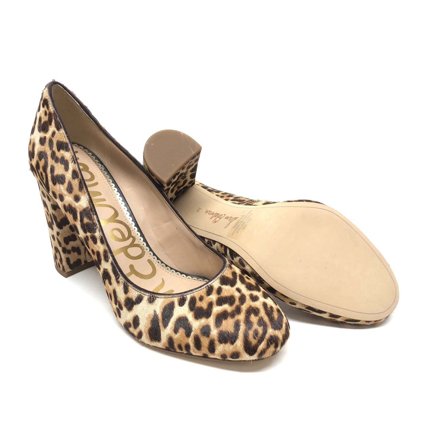 Leopard Print Shoes Heels Block Sam Edelman, Size 10