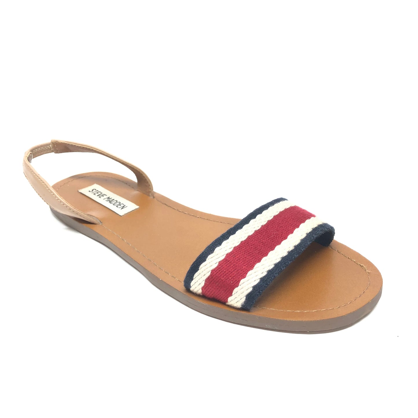 Blue & Red & White Sandals Flats Steve Madden, Size 8