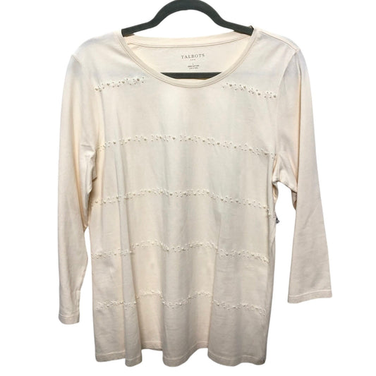 Top Long Sleeve Basic By Talbots In Beige, Size: L