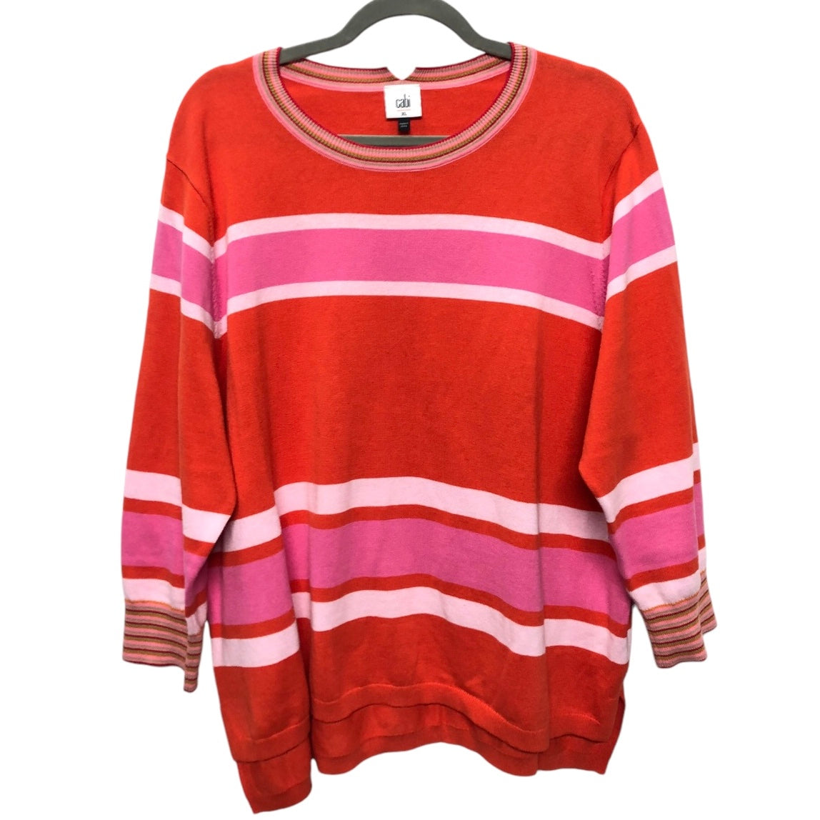 Sweater By Cabi In Orange & Pink, Size: Xl