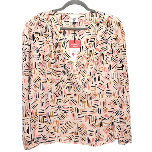 Blouse Long Sleeve By Cabi In Pink & Tan, Size: M