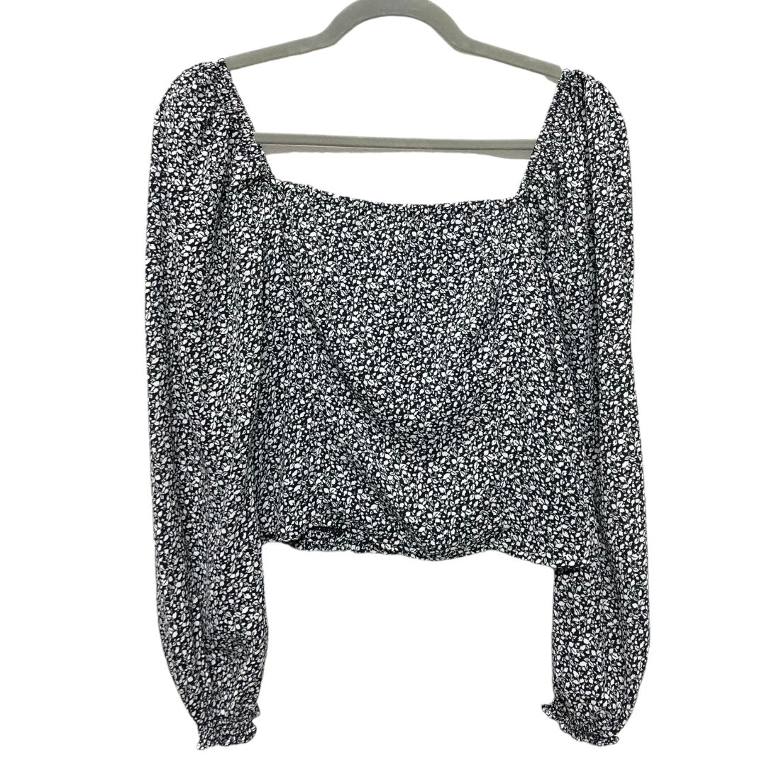 Blouse Long Sleeve By Abercrombie And Fitch In Black & White, Size: M