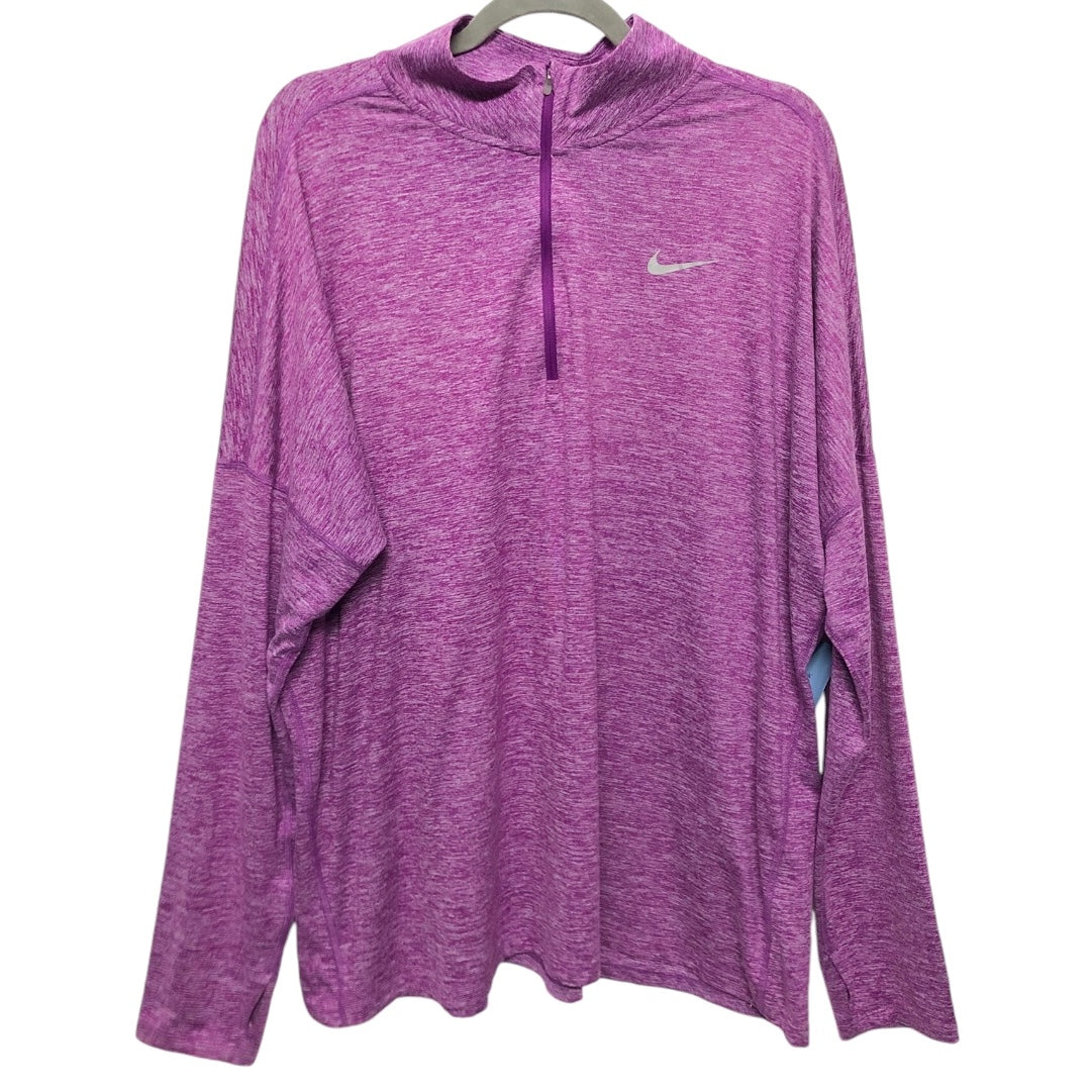 Athletic Top Long Sleeve Collar By Nike In Pink & Purple, Size: 1x