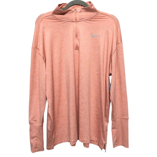 Athletic Top Long Sleeve Collar By Nike In Peach, Size: 1x