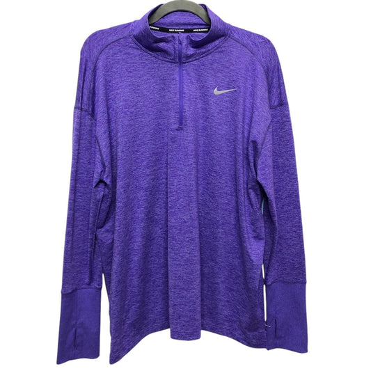 Athletic Top Long Sleeve Collar By Nike In Purple, Size: 1x