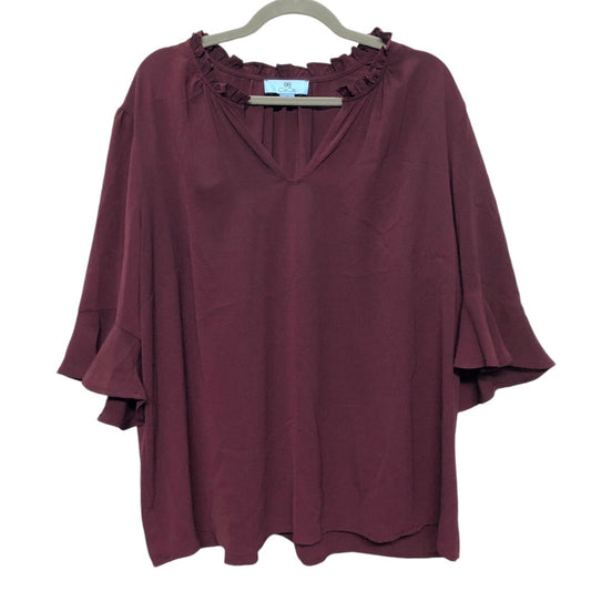 Blouse Short Sleeve By Cece In Maroon, Size: 2x