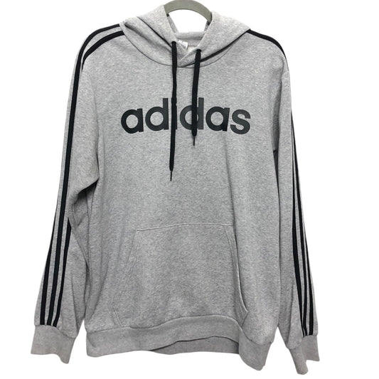 Athletic Sweatshirt Hoodie By Adidas In Grey, Size: M