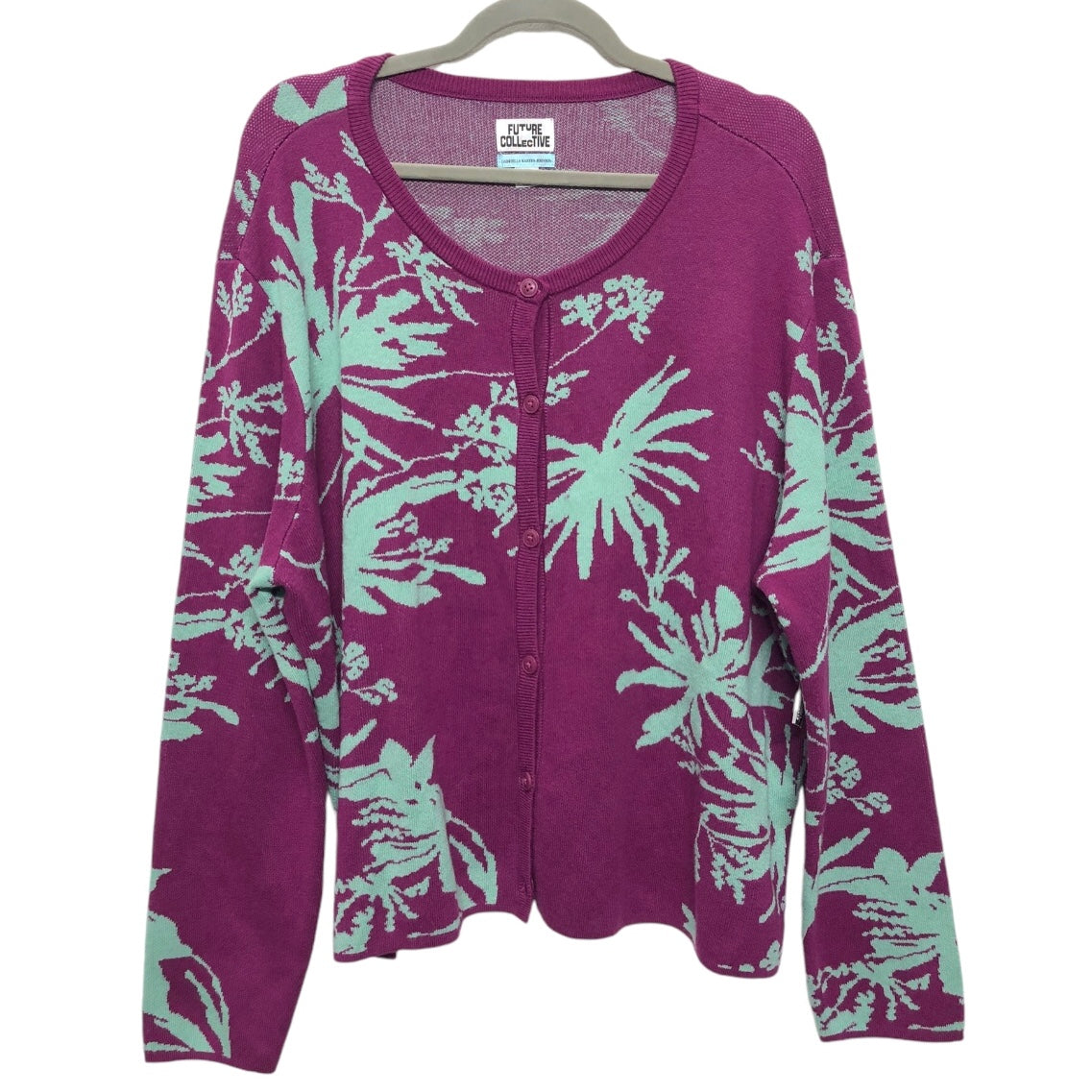 Sweater Cardigan By Target In Green & Purple, Size: 2x