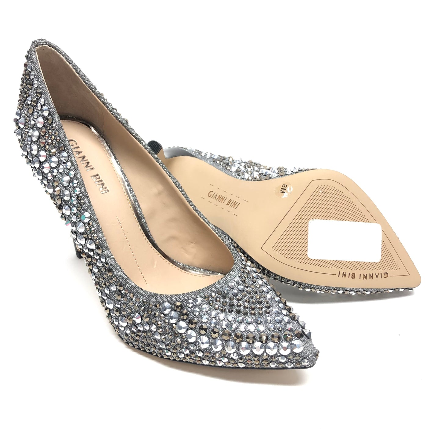 Shoes Heels Stiletto By Gianni Bini In Silver, Size: 6