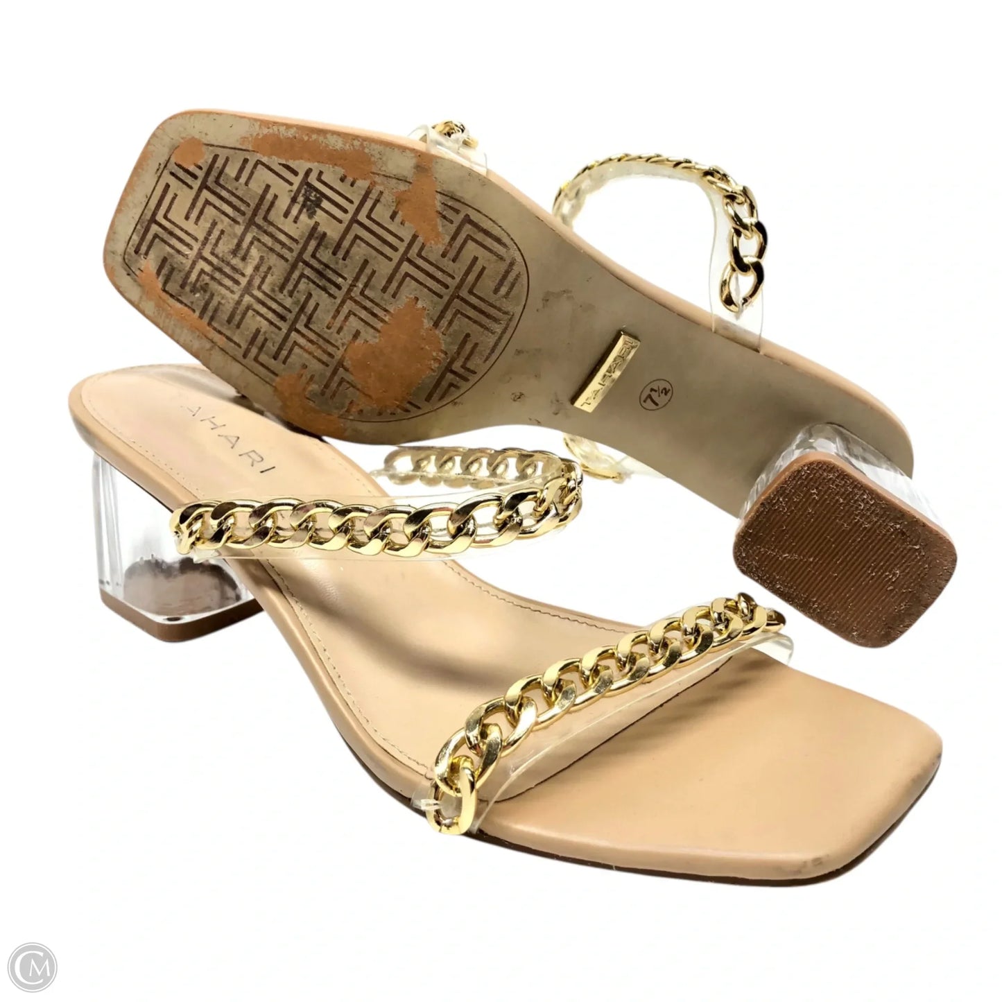 Sandals Heels Block By T Tahari In Gold & Tan, Size: 7.5
