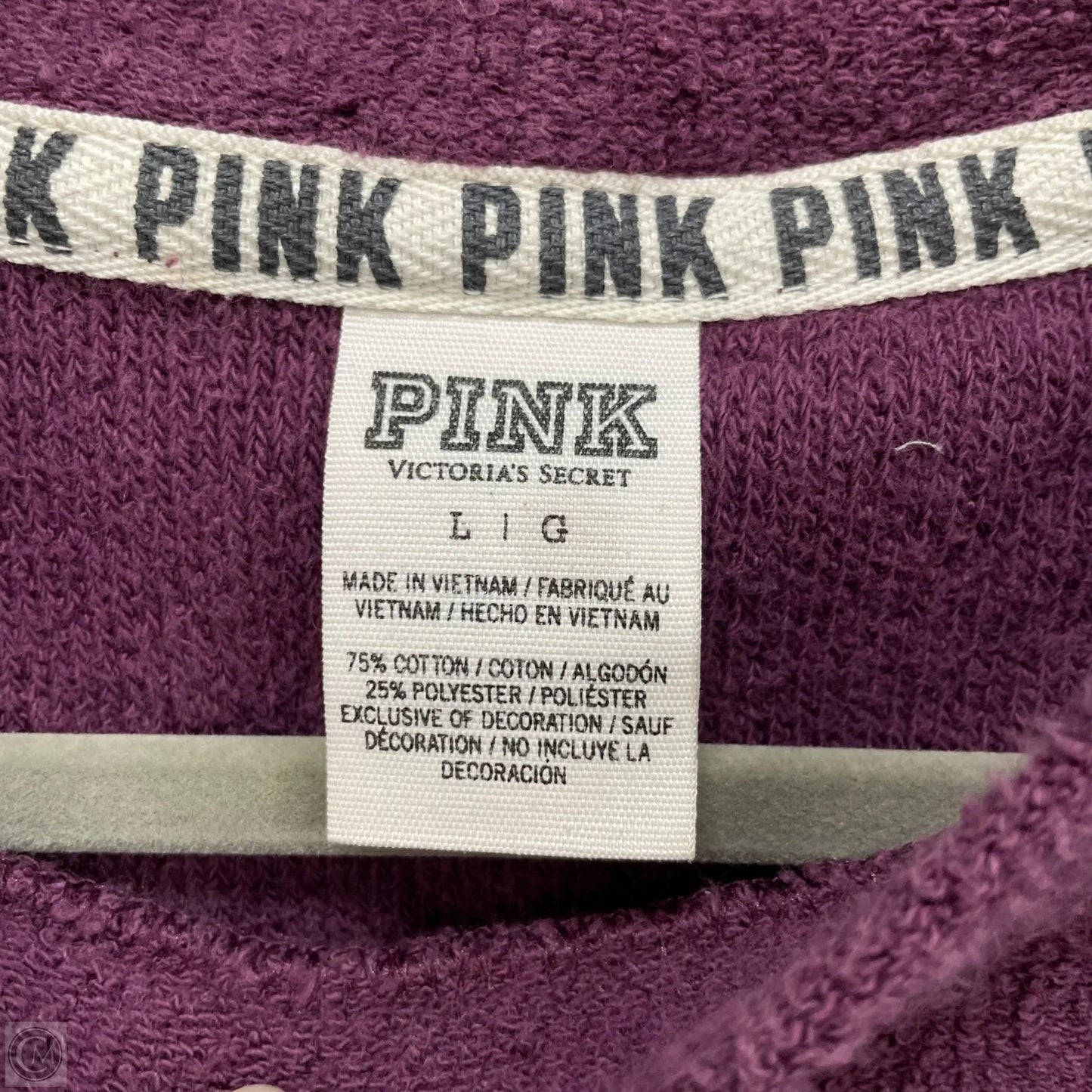 Sweatshirt Crewneck By Pink In Purple, Size: L