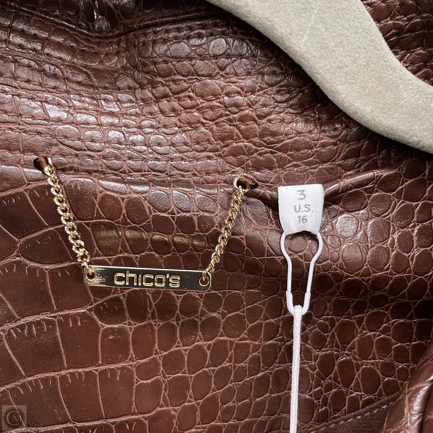 Jacket Moto By Chicos In Brown, Size: 16