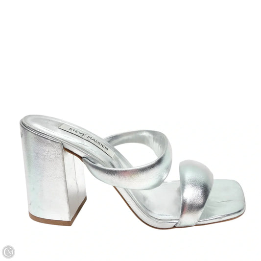 Sandals Heels Block By Steve Madden In Silver, Size: 7.5