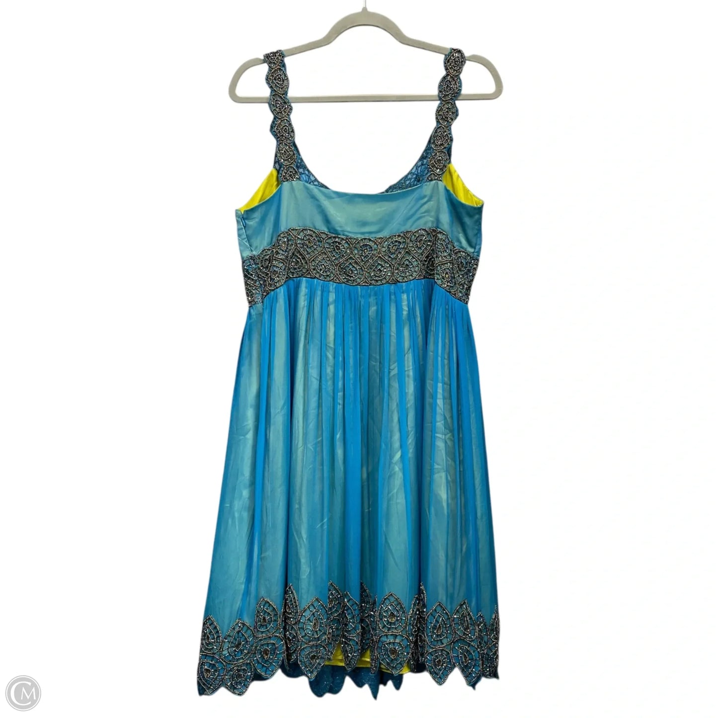 Dress Party Short By Adrianna Papell In Blue & Gold, Size: 14