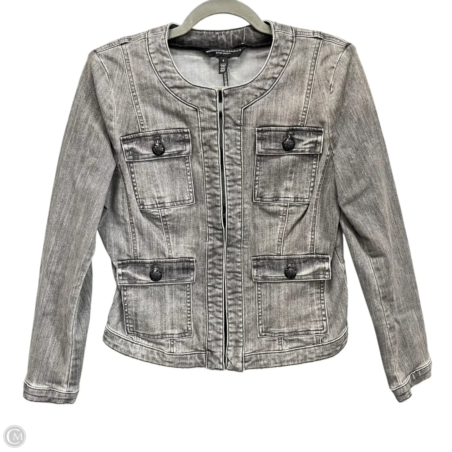 Jacket Denim By White House Black Market In Grey, Size: 8