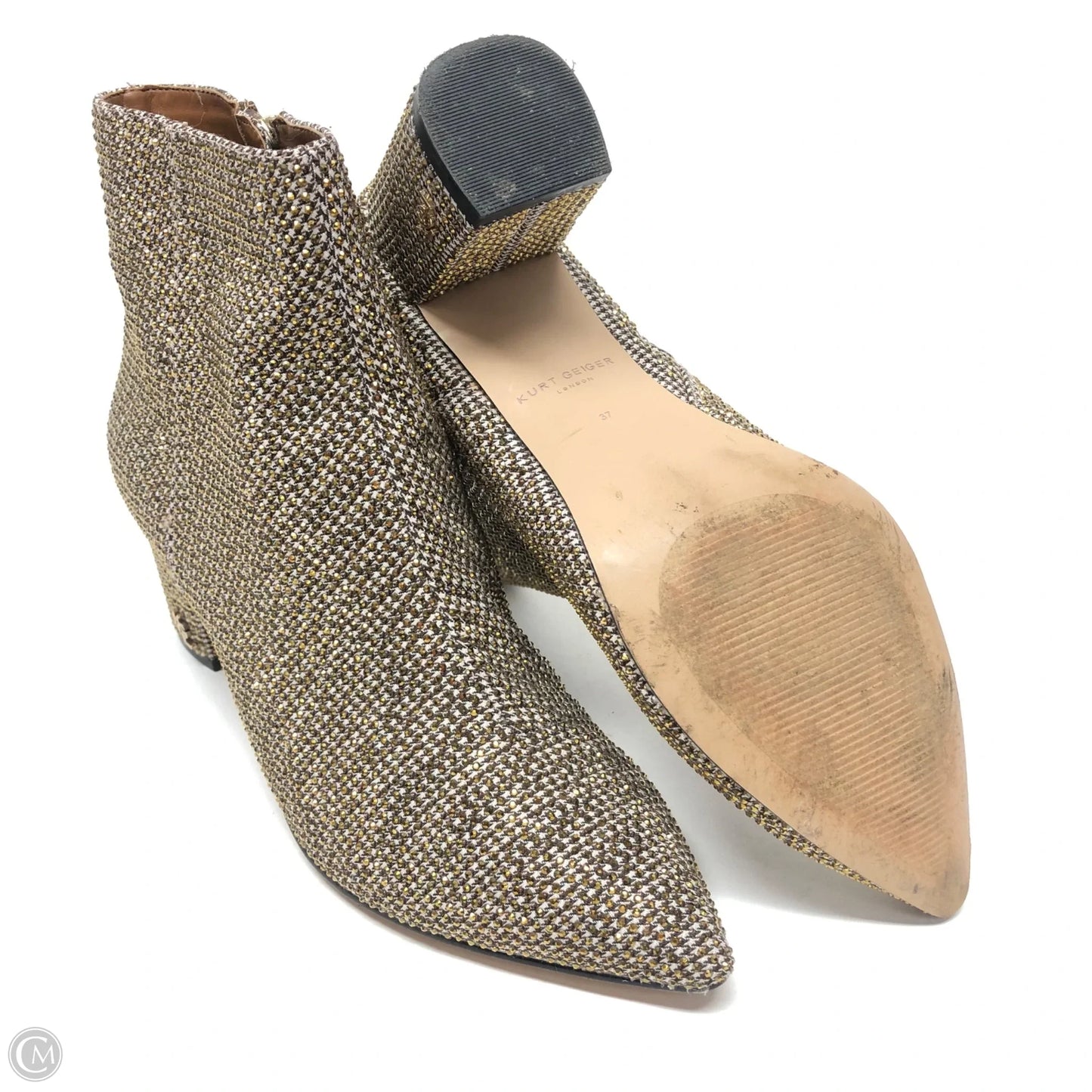 Boots Designer By Kurt Geiger In Gold, Size: 6.5