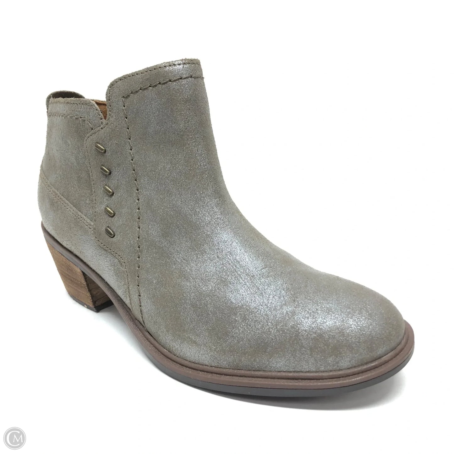 Boots Ankle Heels By Clarks In Grey & Silver, Size: 7