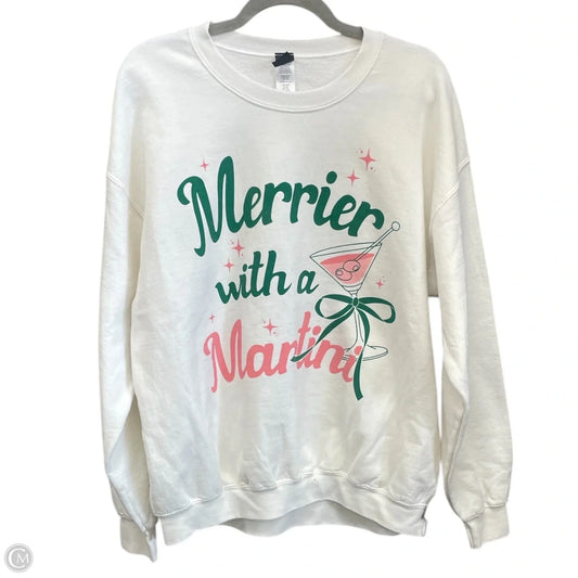 Sweatshirt Crewneck By Sweet Claire In Ivory, Size: M